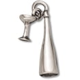 thumbnail image 1 of Sterling Silver 16" 1.2mm 3D Champagne Or Wine Bottle Pendant Necklace, 1 of 2