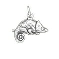 thumbnail image 1 of Sterling Silver 16" 1.2mm Box Chain 3D Chameleon Lizard Pendant Necklace On Branch, 1 of 2
