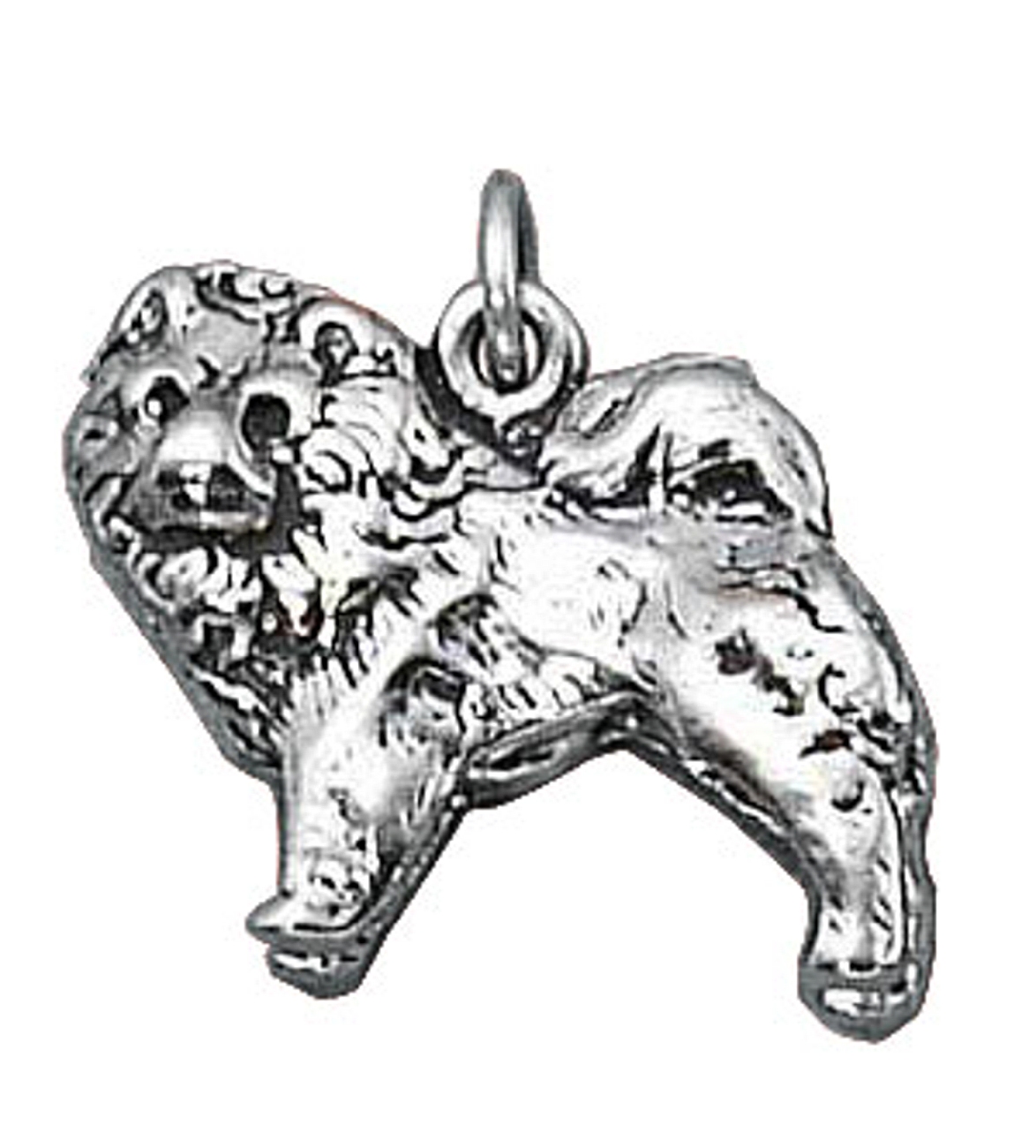 Sterling Silver 16 1.2mm Box Chain 3D Chow Chow Dog Breed Pendant Necklace