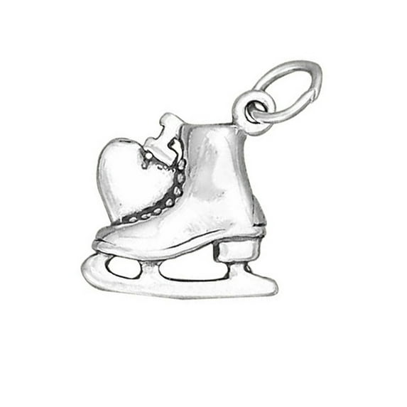 Sterling Silver 16" 1.2mm Box Chain 3D "I Love Skating" Pendant Necklace