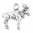 thumbnail image 1 of Sterling Silver 16" 1.2mm Box Chain 3D Small Detailed Moose Antlers Pendant Necklace, 1 of 2