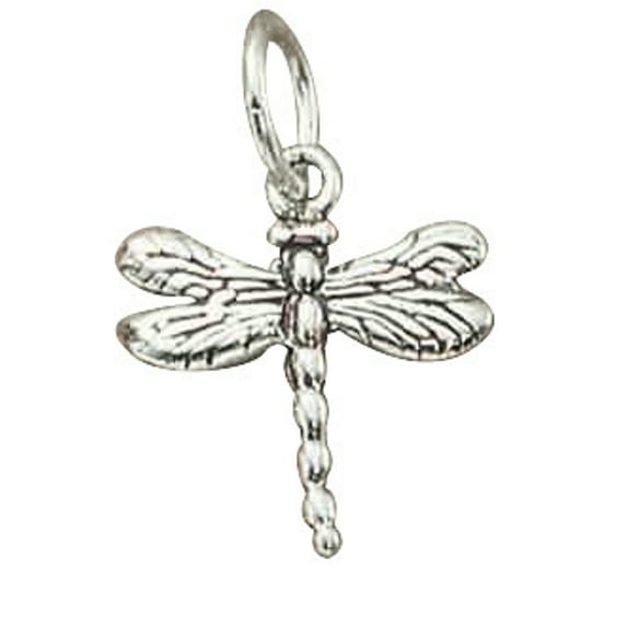 Sterling Silver 16" 1.2mm Box Chain 3D Small Dragonfly Pendant Necklace