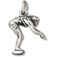 thumbnail image 1 of Sterling Silver 16" 1.2mm Box Chain 3D Swimmer Diving Pendant Necklace, 1 of 2