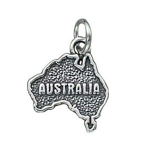Sterling Silver 16" 1.2mm Box Chain Australia Country Continent Pendant Necklace