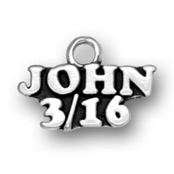 Sterling Silver 16" 1.2mm Box Chain John 3:16 Bible Memory Verse Word Pendant Necklace