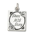thumbnail image 1 of Sterling Silver 16" 1.2mm Box Chain Share HIS Story By Sharing Your Story Message Pendant Necklace, 1 of 2