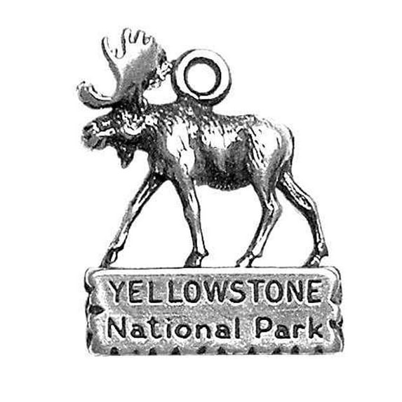 Sterling Silver 16" 1.2mm Box Chain Walking Moose Yellowstone National Park Pendant Necklace