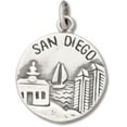 thumbnail image 1 of Sterling Silver 16" 1.2mm City Of San Diego Americas Finest City Two Sided Pendant Necklace, 1 of 2