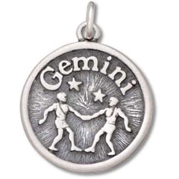Sterling Silver 16" 1.2mm Gemini Twins Intelligent Zodiac Horoscope Symbol Pendant Necklace