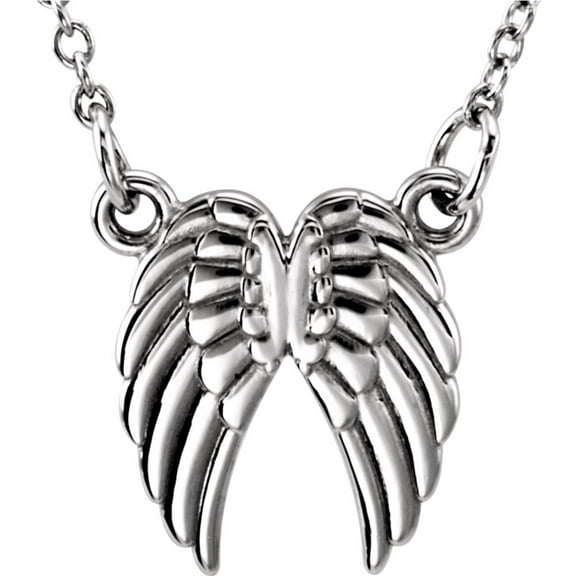 Sterling Silver 16-18 Inch Polished Tiny Posh Angel Wings Necklace - 2.0 Grams