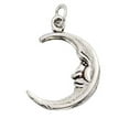thumbnail image 1 of Sterling Silver 16" 1mm 3D Crescent Moon Pendant Necklace Man In The Moon Waxing Crescent, 1 of 2