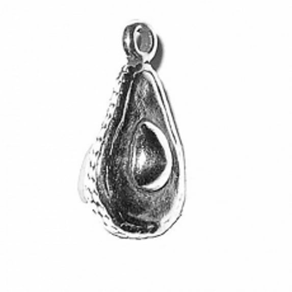 Sterling Silver 16" 1mm Box Chain 3D Avocado Cut In Half Pendant Necklace