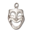 thumbnail image 1 of Sterling Silver 16" 1mm Box Chain 3D Drama Actors Theater Comedy Mask Pendant Necklace, 1 of 2