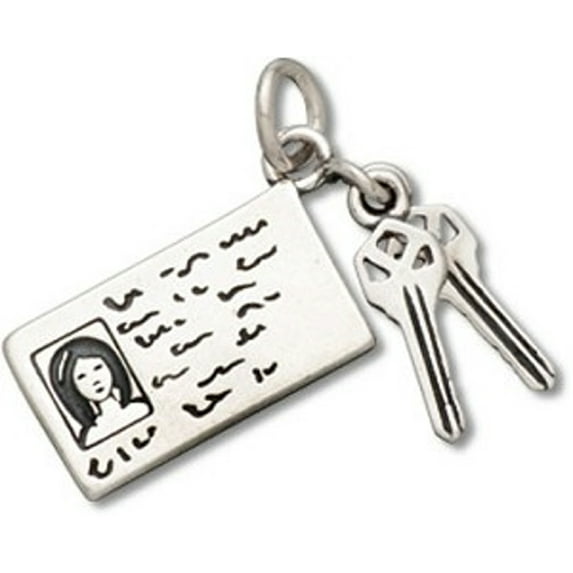 Sterling Silver 16" 1mm Box Chain 3D Drivers License A Set Of Keys Pendant Necklace