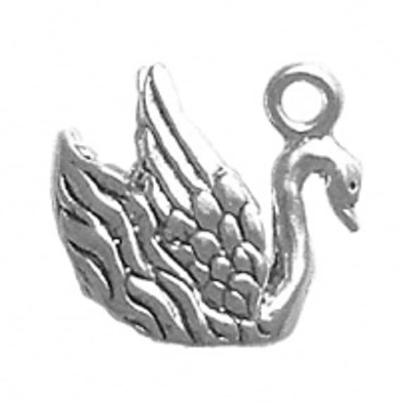 Sterling Silver 16" 1mm Box Chain 3D Graceful Swimming Swan Pendant Necklace