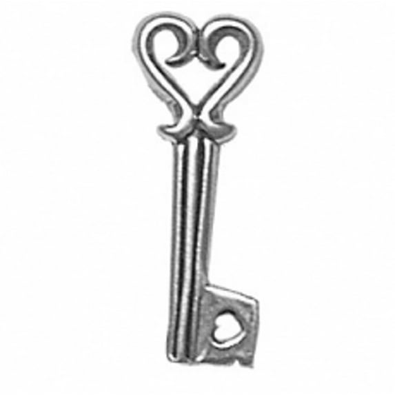 Sterling Silver 16" 1mm Box Chain 3D Heart Shaped Top Key Pendant Necklace