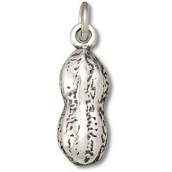Sterling Silver 16" 1mm Box Chain 3D Peanut Pendant Necklace