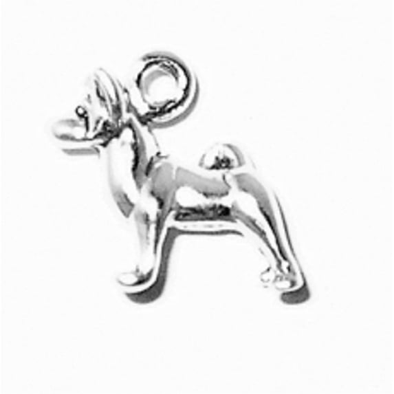 Sterling Silver 16" 1mm Box Chain 3D Small Standing Akita Dog Breed Pendant Necklace