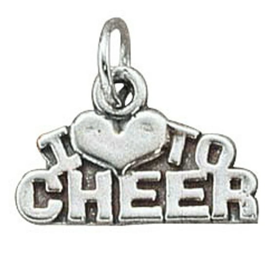 Sterling Silver 16" 1mm Box Chain I LOVE TO CHEER Pendant Necklace