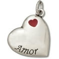 thumbnail image 1 of Sterling Silver 16" 1mm Box Chain Love Amor Heart Shaped Pendant Necklace, 1 of 2