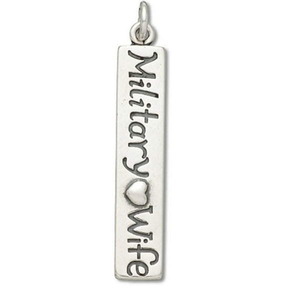 Sterling Silver 16" 1mm Box Chain MILITARY WIFE Heart Armed Forces Pendant Necklace