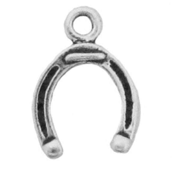 Sterling Silver 16" 1mm Box Chain Mini Horseshoe Pendant Necklace