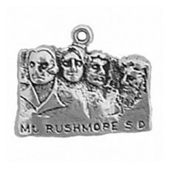 Sterling Silver 16" 1mm Box Chain Mount Rushmore Pendant Necklace