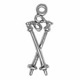 thumbnail image 1 of Sterling Silver 16" 1mm Box Chain Ski Poles Criss Crossed Pendant Necklace, 1 of 2