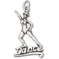 thumbnail image 1 of Sterling Silver 16" 1mm Box Chain Woman Dancer DANCE Pendant Necklace, 1 of 2