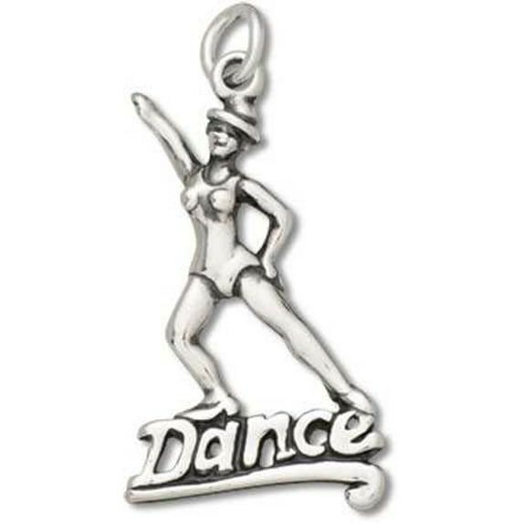Sterling Silver 16" 1mm Box Chain Woman Dancer DANCE Pendant Necklace