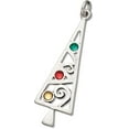 thumbnail image 1 of Sterling Silver 16" 1mm Christmas Tree Red Green And Yellow Crystal Ornaments Pendant Necklace, 1 of 2