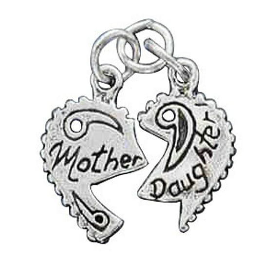 Sterling Silver 16" 1mm MOTHER DAUGHTER Two 2 Piece Shareable Split Heart Pendant Necklace
