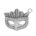 thumbnail image 1 of Sterling Silver 16" 1mm Top Feathered Head Costume Ball Or Mardi Gras Mask Pendant Necklace, 1 of 2