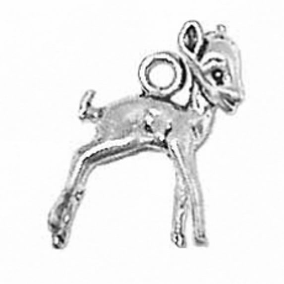 Sterling Silver 16" .8mm 3D Small Young Fawn Deer Standing Pendant Necklace