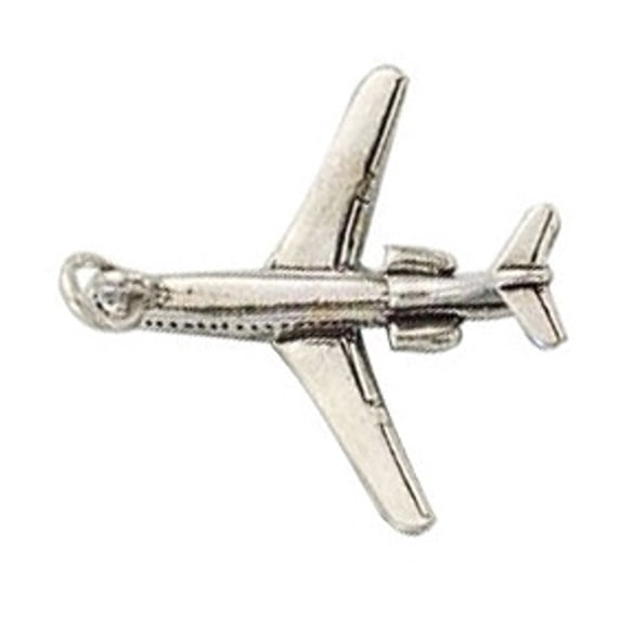 Sterling Silver 16" .8mm Box Chain 3D 727 Jet Airplane Pendant Necklace