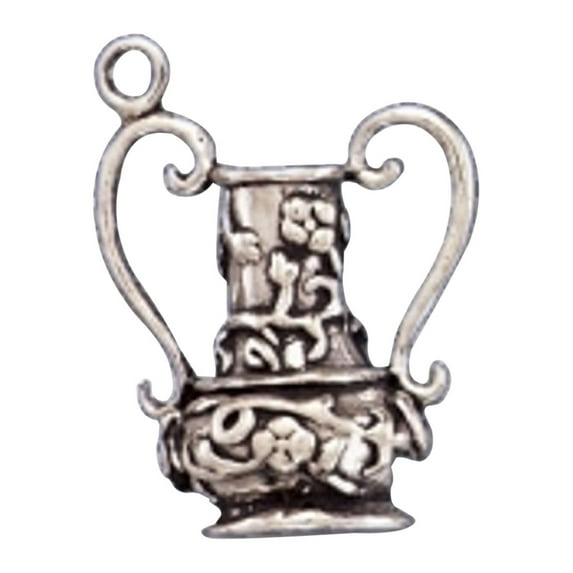 Sterling Silver 16" .8mm Box Chain 3D Beautiful Detailed Flowered Vase Pendant Necklace