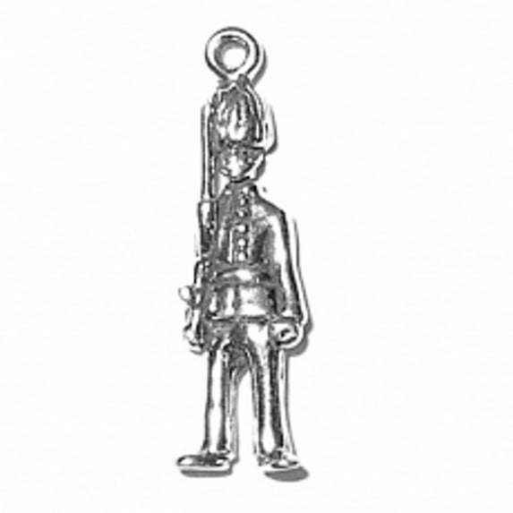 Sterling Silver 16" .8mm Box Chain 3D British Buckingham Palace Queens Guard Pendant Necklace