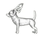 AUNTIE'S TREASURES Sterling Silver 16" .8mm Box Chain 3D Chihuahua Dog Breed Pendant Necklace