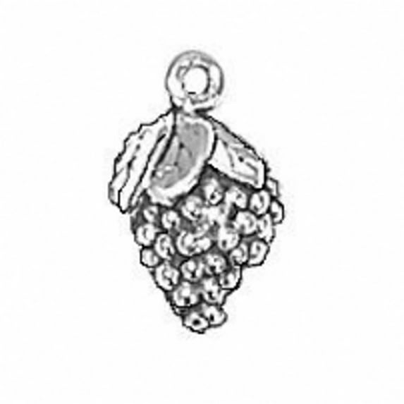 Sterling Silver 16" .8mm Box Chain 3D Cluster Of Grapes Pendant Necklace Leaf Detail