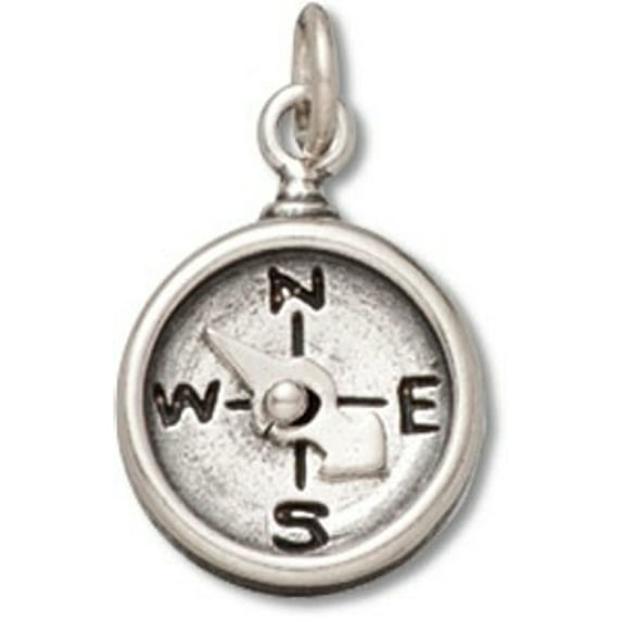 Sterling Silver 16" .8mm Box Chain 3D Compass Pendant Necklace Spinning Needle