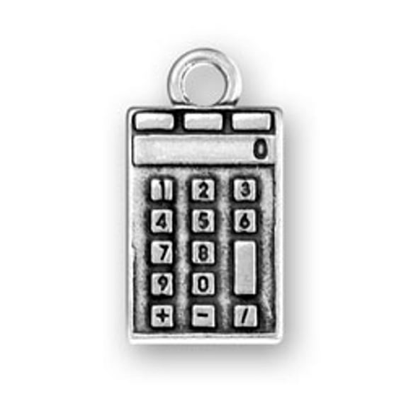 Sterling Silver 16" .8mm Box Chain 3D Math Calculator Pendant Necklace