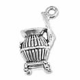thumbnail image 1 of Sterling Silver 16" .8mm Box Chain 3D Old Time Cast Iron Pot Bellied Stove Pendant Necklace, 1 of 2