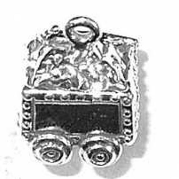 Sterling Silver 16" .8mm Box Chain 3D Ore Gold Miners Car Train Cart Pendant Necklace