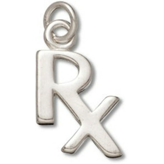 Sterling Silver 16" .8mm Box Chain 3D RX Prescription Medication Pendant Necklace