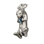 AUNTIE'S TREASURES Sterling Silver 16" .8mm Box Chain 3D River Sea Or Otter Simulated Opal Pendant Necklace