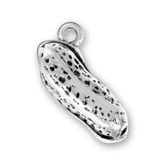 Sterling Silver 16" .8mm Box Chain 3D Roasted Peanut Shell Pendant Necklace