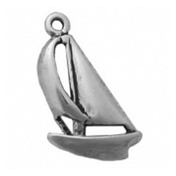 Sterling Silver 16" .8mm Box Chain 3D Sailboat Sailing Skiff Pendant Necklace