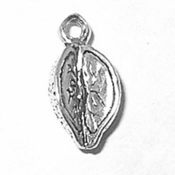 Sterling Silver 16" .8mm Box Chain 3D Sliced Lemon Fruit Pendant Necklace