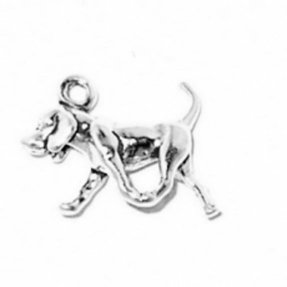 Sterling Silver 16" .8mm Box Chain 3D Small American Fox Hound Walking Dog Breed Pendant Necklace