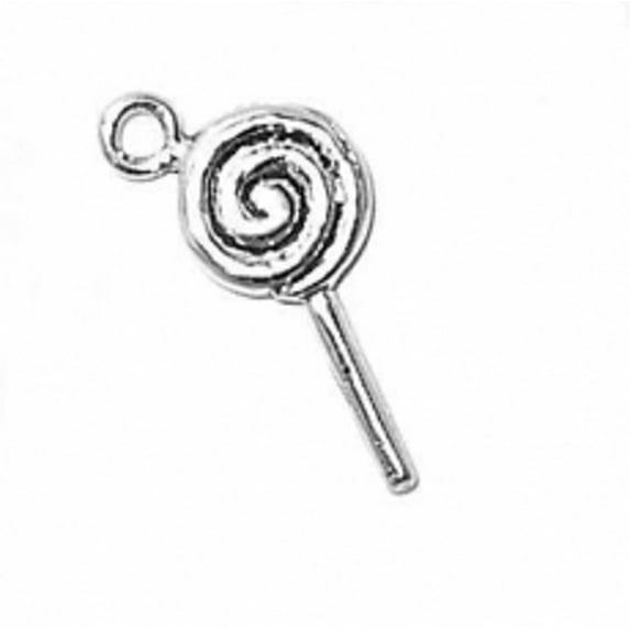 Sterling Silver 16" .8mm Box Chain 3D Swirled Lillipop Sucker Pendant Necklace